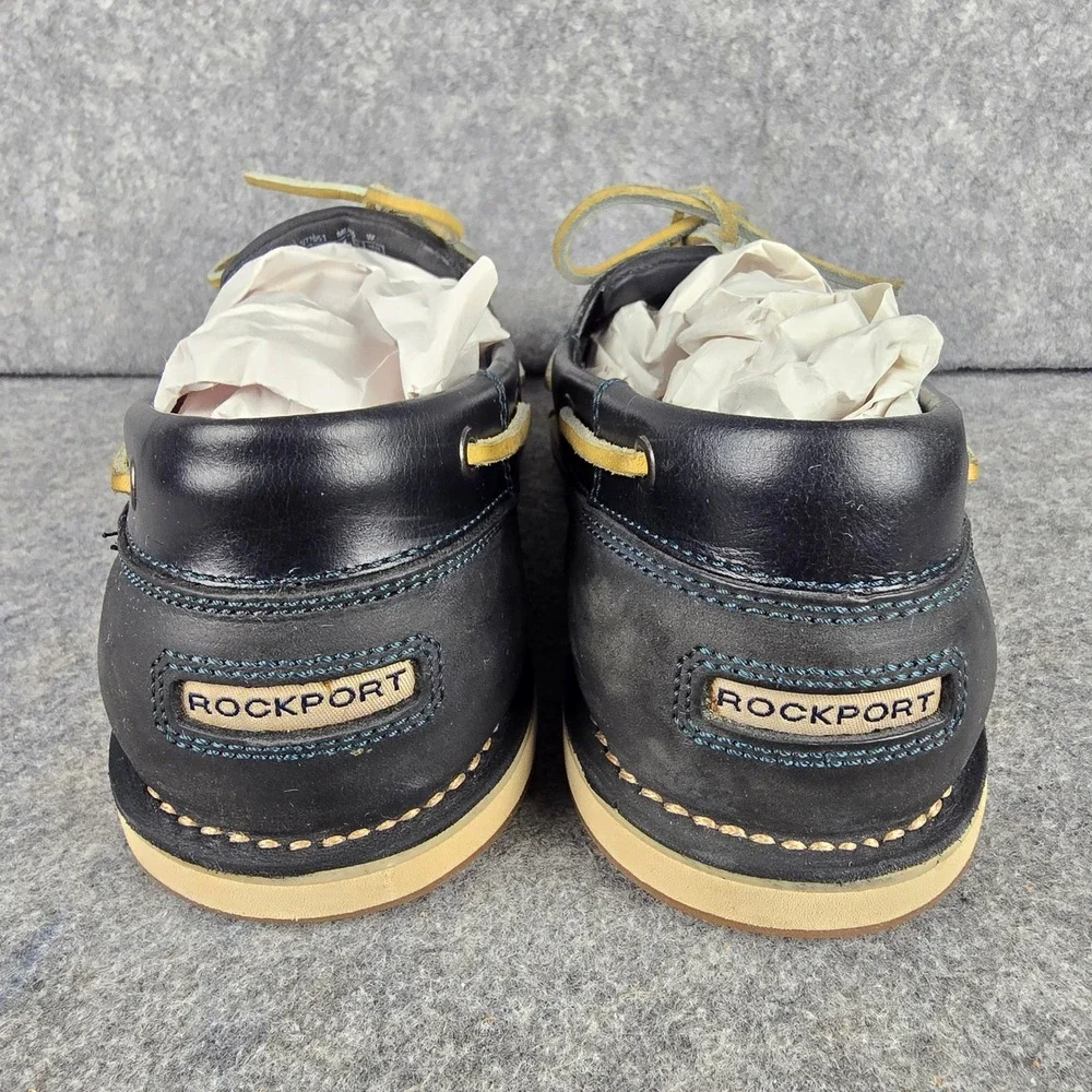 Rockport Mens 11 W Black Leather Boat Shoes Bennett Lane Deck Moccasins V77051